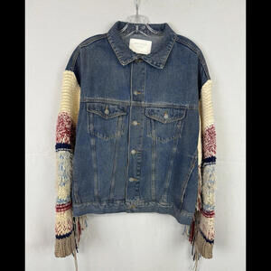 Zara Denim Knit Sleeve Jacket Blue size L